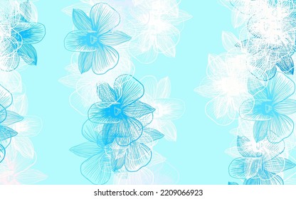 Light Blue, Yellow vector abstract pattern with flowers. Creative illustration in blurred style with flowers. Doodle design for your web site.