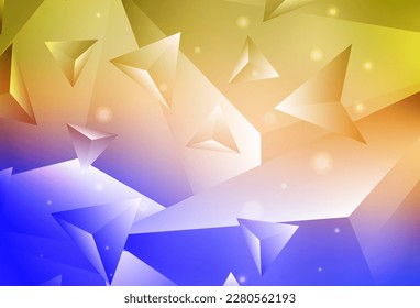 Azul claro, fondo abstracto de mosaico vectorial amarillo. Muestra geométrica triangular con gradiente.  Una nueva textura para tu sitio web.