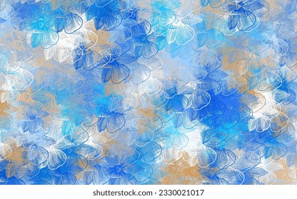 Azul claro, amarillo vector fondo abstracto con flores. Decoración de flores sobre fondo blanco. Patrón para jefes de sitios web, diseños.