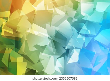 Azul claro, fondo poligonal abstracto del vector amarillo. Ilustración geométrica en estilo Origami con gradiente.  Patrón para el fondo de un libro de marca.