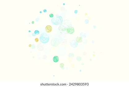 Light Blue, Yellow vector abstract design with roses. Colorful illustration in doodle style with flowers. A new texture for your wallpaper design.