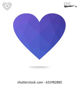 Light Blue, Yellow vector abstract Triangle Geometrical Heart on white polygonal background. Happy Valentine's Day Greeting Card. Stock template for your design.