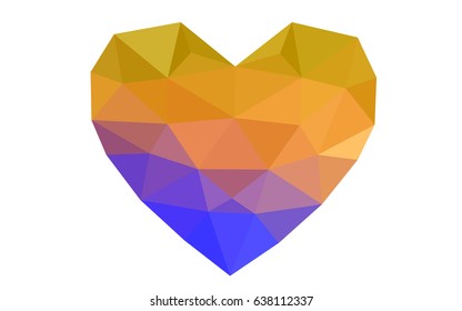 Light Blue, Yellow vector abstract glitter heart shape on white background in love concept for valentine's day with sweet and romantic moment. Polygonal design for your business.