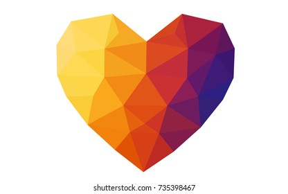 Light Blue, Yellow vector abstract glitter heart shape on white background in love concept for valentine's day with sweet and romantic moment. Polygonal design for your business.