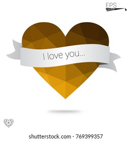 Light Blue, Yellow vector abstract glitter heart shape on white background in love concept for valentine's day with sweet and romantic moment. Polygonal design for your business.
