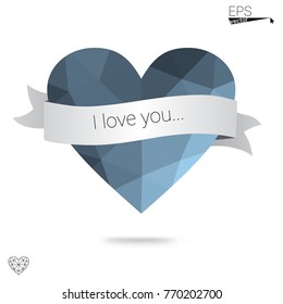 Light Blue, Yellow vector abstract glitter heart shape on white background in love concept for valentine's day with sweet and romantic moment. Polygonal design for your business.