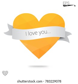 Light Blue, Yellow vector abstract glitter heart shape on white background in love concept for valentine's day with sweet and romantic moment. Polygonal design for your business.
