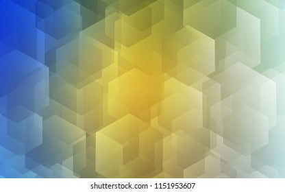 Light Blue, Yellow vector backdrop with hexagons. Colorful hexagons on white backdrop. Pattern can for your ad, booklets.