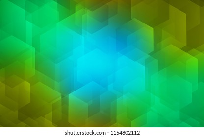 Light Blue, Yellow vector backdrop with hexagons. Colorful hexagons on white backdrop. New template for your brand book.