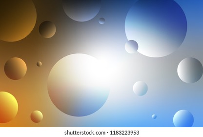 Light Blue, Yellow vector backdrop with dots. Blurred bubbles on abstract background with colorful gradient. Completely new template for your brand book.