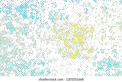 Light Blue, Yellow vector backdrop with dots. Glitter abstract illustration with blurred drops of rain. Design for posters, banners.