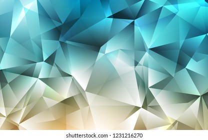 Light Blue, Yellow vector backdrop with lines, triangles. Triangles on abstract background with colorful gradient. Modern template for your landing page.