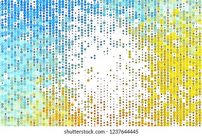 Light Blue, Yellow vector backdrop with dots. Blurred bubbles on abstract background with colorful gradient. Pattern for beautiful websites.