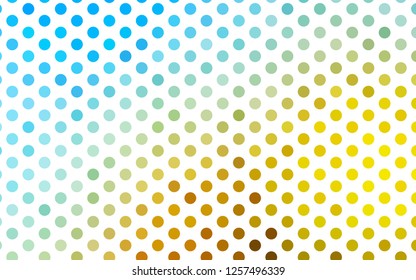Light Blue, Yellow vector backdrop with dots. Blurred decorative design in abstract style with bubbles. Design for posters, banners.