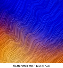 Light Blue, Yellow vector backdrop with circular arc. Brand new colorful illustration with bent lines. Pattern for ads, commercials.
