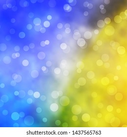 Light Blue, Yellow vector backdrop with circles. Modern abstract illustration with colorful circle shapes. Design for your commercials.