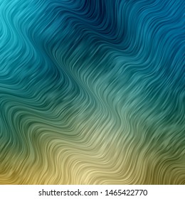 Light Blue, Yellow vector backdrop with bent lines. Colorful abstract illustration with gradient curves. Template for your UI design.
