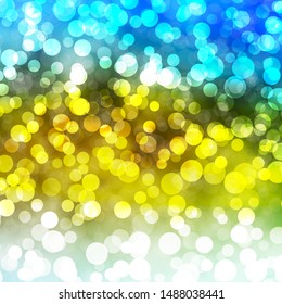 Light Blue, Yellow vector backdrop with dots. Colorful illustration with gradient dots in nature style. Pattern for wallpapers, curtains.