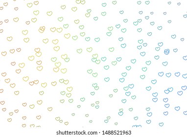 Light Blue, Yellow vector backdrop with sweet hearts. Blurred decorative design in doodle style with hearts. Pattern for valentine's ad, booklets.