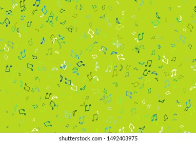 Light Blue, Yellow vector backdrop with music notes. Modern abstract illustration with melody keys. Pattern for festival leaflets.