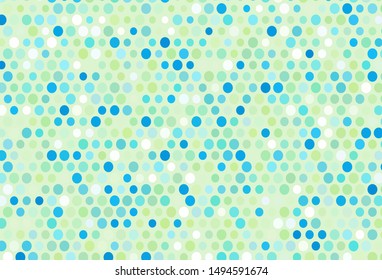 Light Blue, Yellow vector backdrop with dots. Glitter abstract illustration with blurred drops of rain. Pattern of water, rain drops.