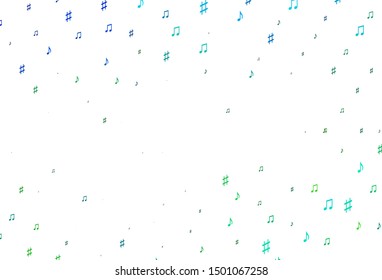 Light Blue, Yellow vector backdrop with music notes. Isolated colorful music keys on abstract background. Modern design for wallpapers.