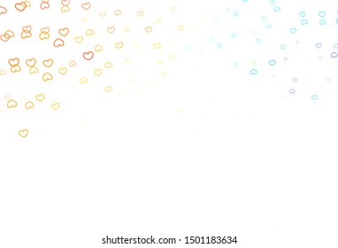 Light Blue, Yellow vector backdrop with sweet hearts. Beautiful colored illustration with hearts in celebration style. Pattern for valentine's ad, booklets.