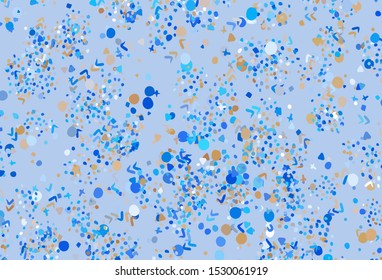Light Blue, Yellow vector backdrop with memphis shapes. Colorful chaotic forms with gradient in modern style. Simple design for your web site.