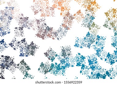 Light Blue, Yellow vector backdrop with memphis shapes. Colorful chaotic forms with gradient in modern style. Elegant design for wallpapers.
