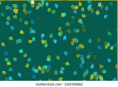 Light Blue, Yellow vector backdrop with dots. Glitter abstract illustration with blurred drops of rain. Pattern for beautiful websites.