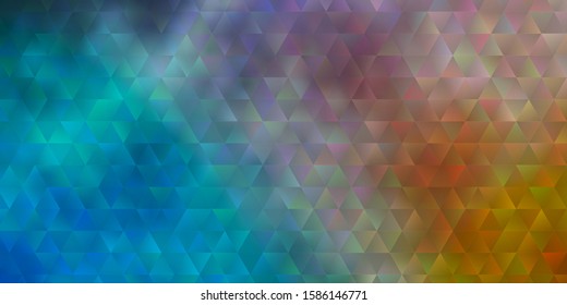 Light Blue, Yellow vector backdrop with lines, triangles. Illustration with set of colorful triangles. Pattern for commercials.