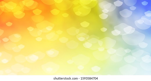 Light Blue, Yellow vector backdrop with circles. Illustration with set of shining colorful abstract spheres. Pattern for websites, landing pages.