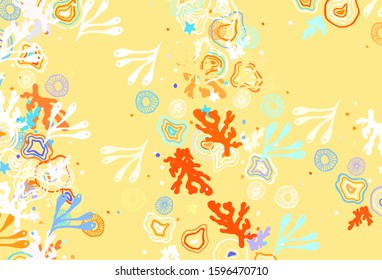 Light Blue, Yellow vector backdrop with memphis shapes. Illustration with colorful gradient shapes in abstract style. Modern design for your business card.