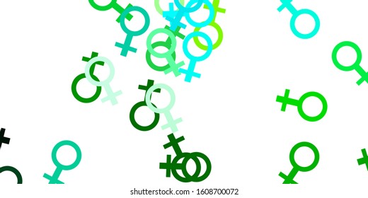Light Blue, Yellow vector backdrop with woman's power symbols. Abstract illustration with a depiction of women's power. Design for International Women’s Day.