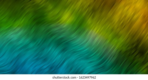 Light Blue, Yellow vector backdrop with bent lines. Colorful illustration with curved lines. Pattern for business booklets, leaflets