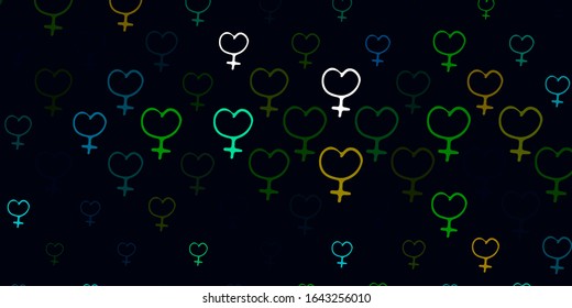 Light Blue, Yellow vector backdrop with woman's power symbols. Simple design in abstract style with women’s rights activism. Background for International Women’s Day.