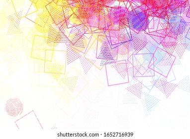 Light Blue, Yellow vector backdrop with lines, circles, rhombus. Decorative design in abstract style with lines, dots, cubes. Pattern for booklets, leaflets