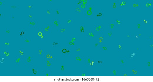 Light Blue, Yellow vector backdrop with woman's power symbols. Abstract illustration with a depiction of women's power. Elegant design for wallpapers.