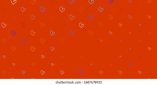 Light Blue, Yellow vector backdrop with sweet hearts. Blurred decorative design in doodle style with hearts. Template for Valentine's greeting postcards.