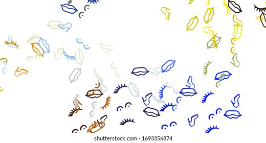 Light Blue, Yellow vector backdrop with woman's power symbols. Illustration with signs of women's strength and power. Best design to show the power of women.