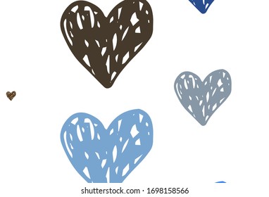 Light Blue, Yellow vector backdrop with sweet hearts. Smart illustration with gradient hearts in valentine style. Design for a business advert of anniversary.