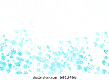 Light Blue, Yellow vector backdrop with memphis shapes. Colorful chaotic forms with gradient in modern style. Best smart design for your business.