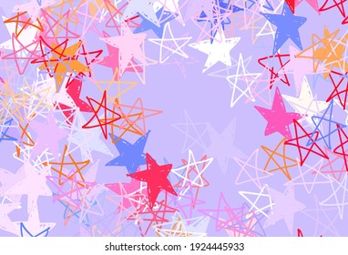 Light Blue, Yellow vector backdrop with small and big stars. Glitter abstract illustration with colored stars. Template for cosmic backgrounds.