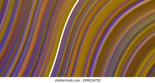 Light Blue, Yellow vector backdrop with bent lines. Illustration in halftone style with gradient curves. Best design for your ad, poster, banner.