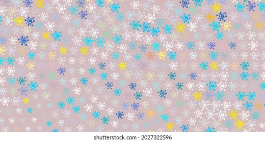 Light Blue, Yellow vector backdrop with virus symbols. Colorful  gradient illness symbols in simple abstract style. Wallpaper for health protection.