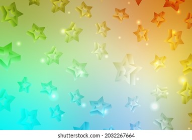 Light Blue, Yellow vector backdrop with small and big stars. Modern geometrical abstract illustration with stars. Best design for your ad, poster, banner.