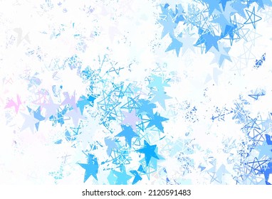 Light Blue, Yellow vector backdrop with small and big stars. Glitter abstract illustration with colored stars. Smart design for your business advert.