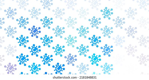 Light Blue, Yellow vector backdrop with virus symbols. Smart illustration with covid signs in decorative style. Wallpaper for health protection.