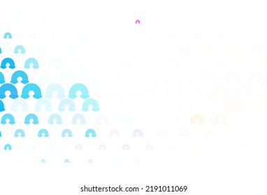 Light Blue, Yellow vector backdrop with rainbows, clouds. Colorful design in abstract love style with rainbow forms. Sample for your child design.