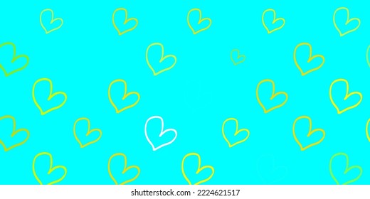 Light Blue, Yellow vector backdrop with sweet hearts. Illustration with signs of women strength and power. Elegant design for wallpapers.